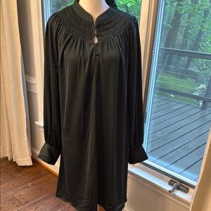 Banana Republic Deep Forest Green Smocked Dress Large